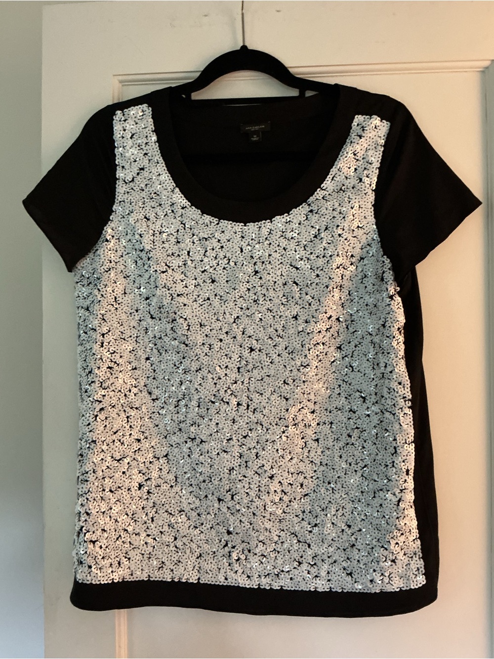 Ann Taylor Chiffon Sequin Front Lightweight Top Worn Once